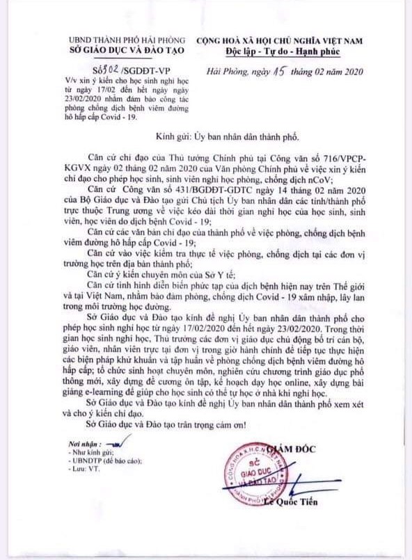 Lan truyền văn bản giả mạo việc Hải Phòng cho học sinh nghỉ học - ảnh 3