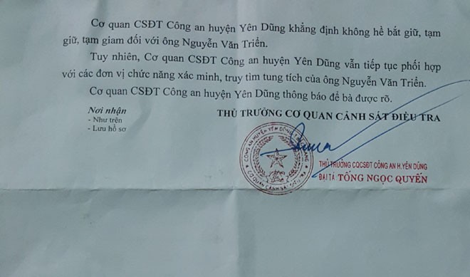 Công an khẳng định không bắt giữ ông Triển - ảnh 2