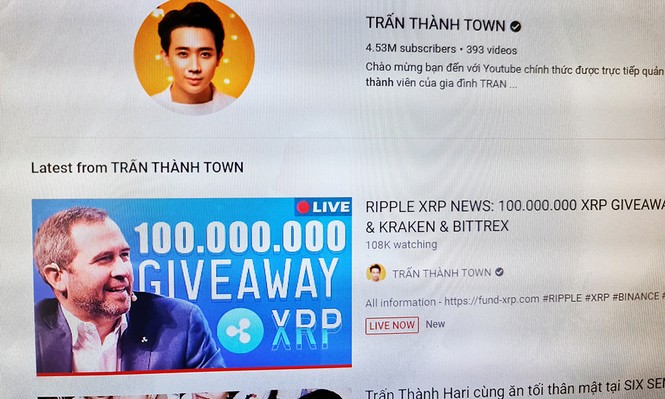 Kênh YouTube 4,5 triệu người đăng ký của Trấn Thành tiếp tục bị phát livestream lừa đảo - ảnh 1