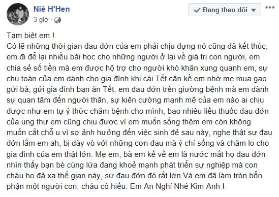 Bật khóc với lời tạm biệt của H'Hen Niê và sao Việt dành cho người mẫu Kim Anh - ảnh 1