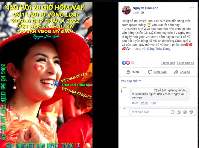 Bất ngờ với dự đoán của sao Việt về tỷ số trận Việt Nam - Thái Lan tối nay - ảnh 2