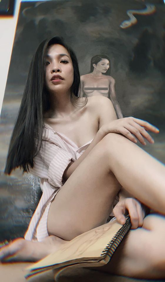 Hiền Thục táo bạo khoe tranh khỏa thân, phô vòng 1 tròn đầy - ảnh 1
