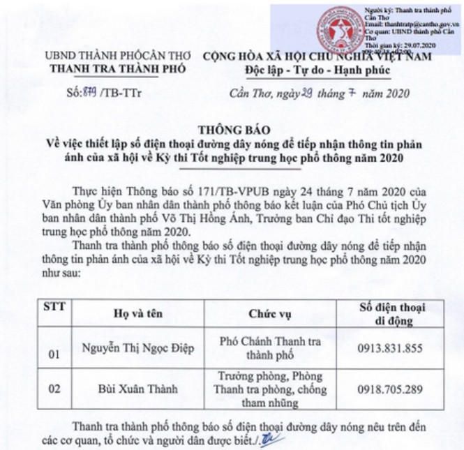 57 thí sinh ở Cần Thơ vắng làm thủ tục thi, 1 thí sinh sốt cao - ảnh 2