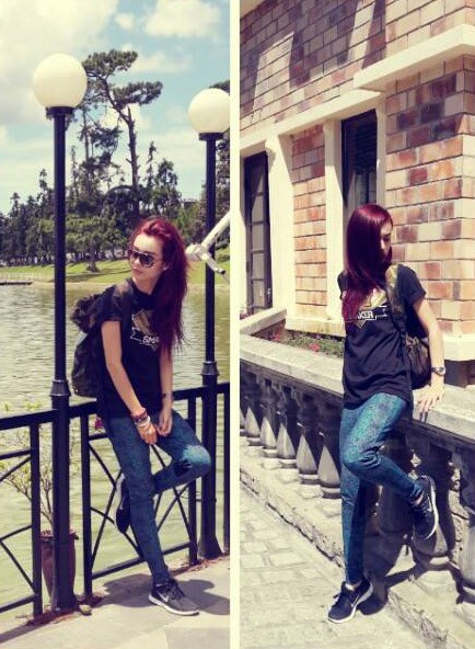 Phong cách đời thường của cô nàng hot girl 21 tuổi cũng không nhiều khác biệt. Khi ra phố hay đi chơi với bạn bè, MLee đặc biệt gắn bó cùng các kiểu áo phông, quần jeans trẻ trung, và đương nhiên đều mang gam màu đen cá tính
