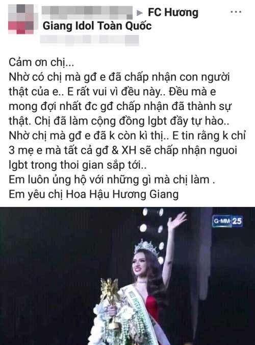 Hương Giang xúc động khi fan nói ‘Nhờ chị mà gia đình đã không kì thị' - ảnh 1