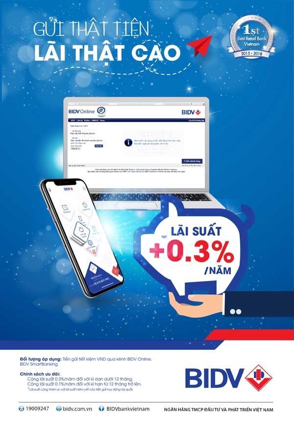 “Gửi thật tiện – Lãi thật cao” với tiền gửi online của BIDV - ảnh 1