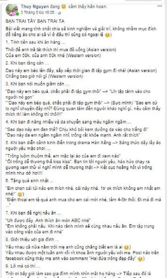 Tranh cãi về quan điểm của cô giáo 9x về khác biệt giữa 'bạn trai tây' - ảnh 1