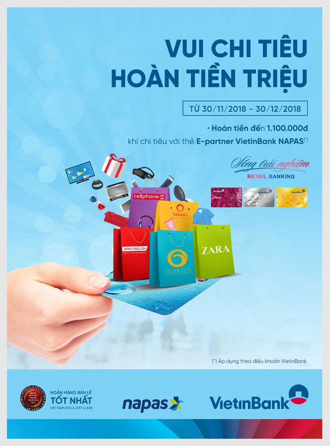 Vui chi tiêu - Hoàn tiền triệu với thẻ E-Partner VietinBank NAPAS - ảnh 1