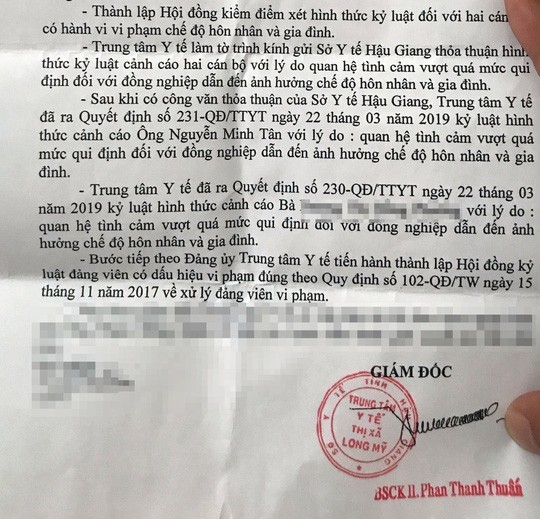 Cảnh cáo phó khoa 'quan hệ tình cảm quá mức' với nữ điều dưỡng - ảnh 1