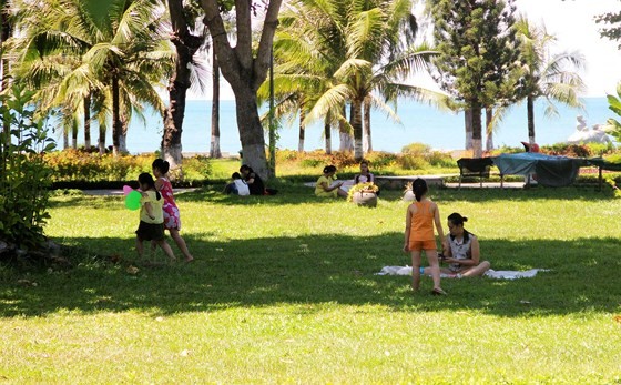 Bị cắt điện cả ngày, người dân phố biển Quy Nhơn tìm chỗ tránh nắng - ảnh 1