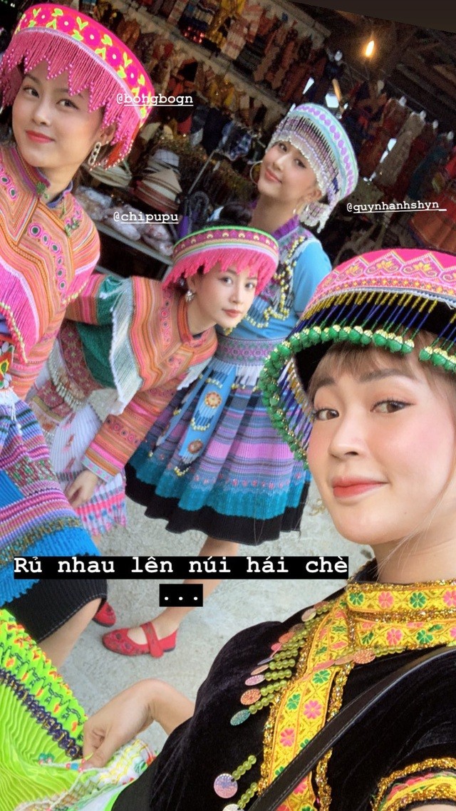 Chi Pu - Quỳnh Anh Shyn mặc váy dân tộc tấu hài cực lầy ở Sapa - ảnh 1