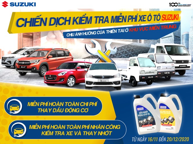Đồng hành cùng miền Trung, Suzuki kiểm tra xe và thay dầu động cơ miễn phí - ảnh 1