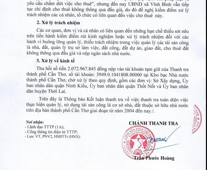 Lộ nhiều sai phạm trong quản lý đất công tại Cần Thơ - ảnh 1