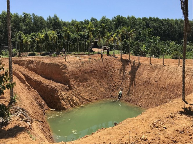 Lão nông Quảng Ngãi đào giếng “khủng” rộng 1.000m2 để cứu vườn cây trái - ảnh 1