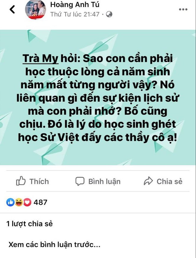 Tranh cãi về việc học Lịch sử: Học sinh phải thuộc lòng cả năm sinh năm mất của nhân vật? - ảnh 1