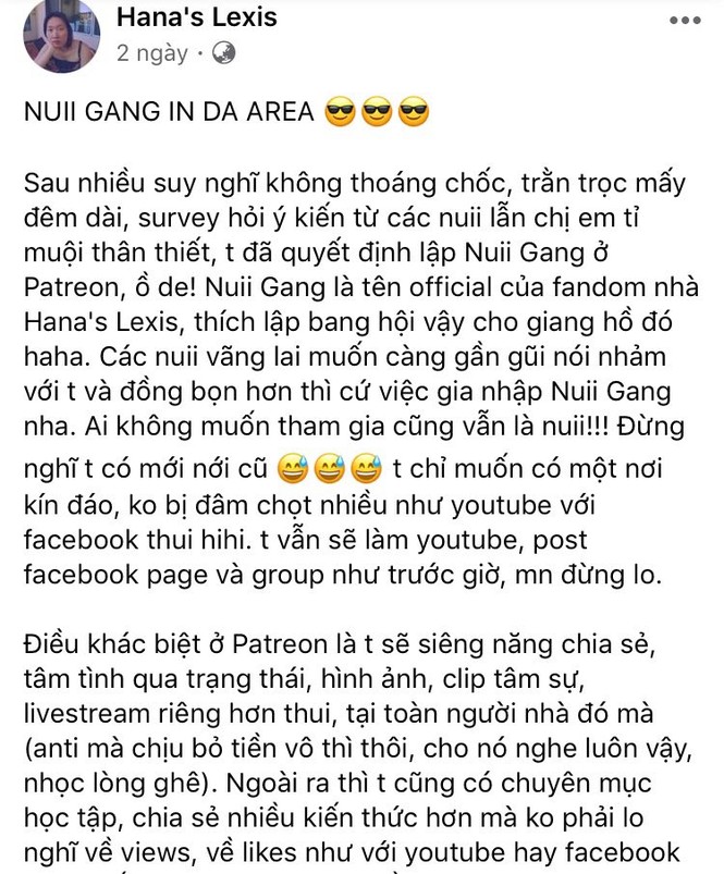 YouTuber Hana's Lexis thu phí người hâm mộ trên nền tảng mới tạo nhiều ý kiến trái chiều - ảnh 1