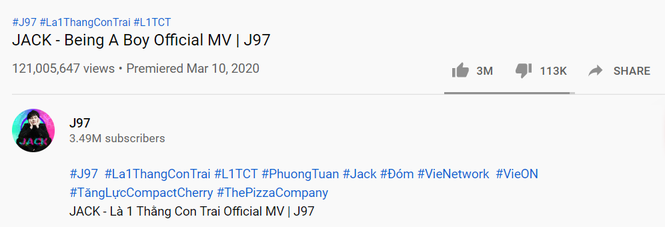 MV “Là một thằng con trai” của Jack vươn lên vị trí Top 2 có lượt like cao nhất V-pop - ảnh 2