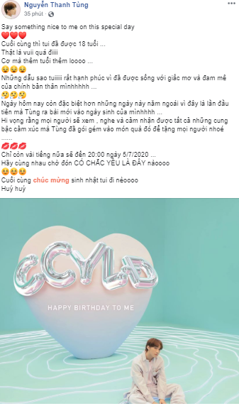 Nửa đêm Sơn Tùng M-TP chia sẻ tâm tư trong ngày sinh nhật - ảnh 1