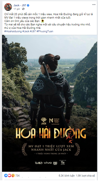 Kênh Youtube của Jack tăng hơn nửa triệu người đăng ký khi