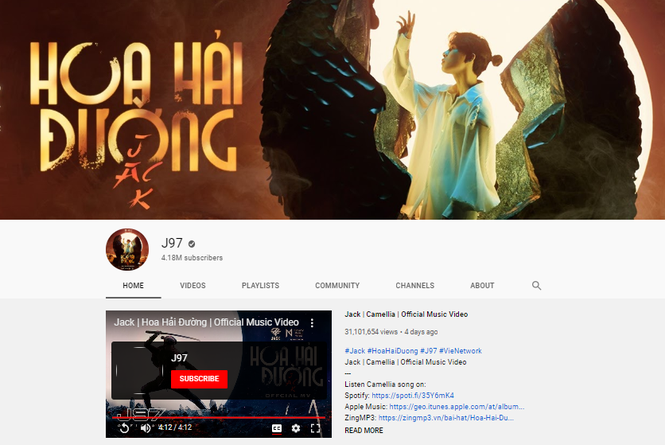 Kênh Youtube của Jack tăng hơn nửa triệu người đăng ký khi