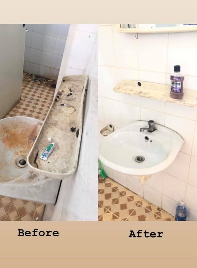 Cách ly Covid - 19 : Sẵn chuyên môn ngành Khách sạn, cậu bạn này lao vào dọn WC khu cách ly sạch bong như mới - ảnh 1