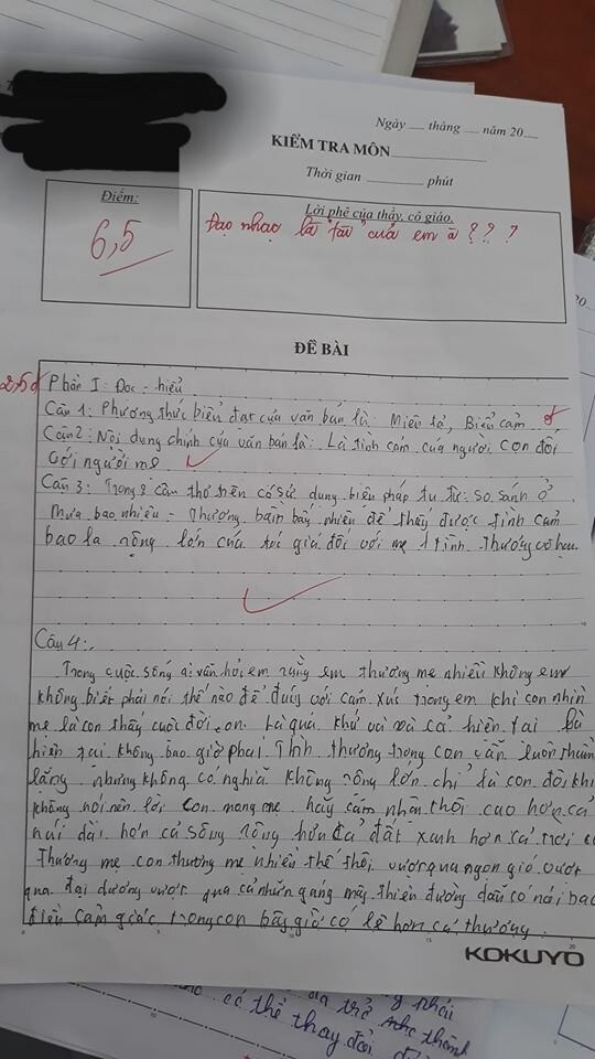 Nam sinh làm Văn nhưng không quên