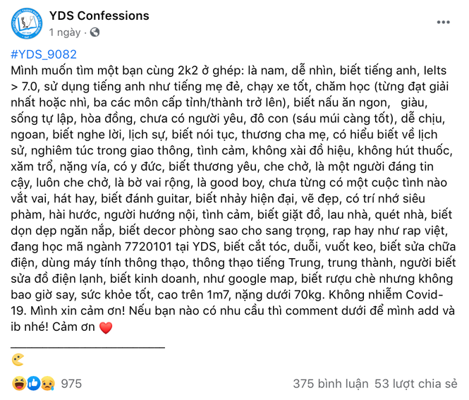 Tân sinh viên đưa ra loạt tiêu chí tìm bạn cùng phòng, dân mạng nhắn: Lên sao Hoả mà tìm! - ảnh 2