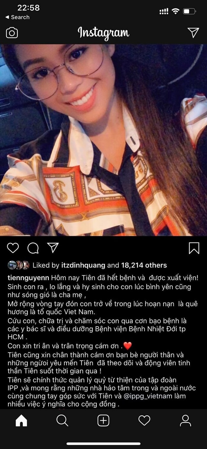 Vừa xuất viện, Tiên Nguyễn đã đạt điểm 10 môn