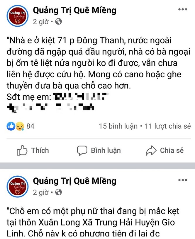 Nửa đêm, nước lũ lên nhanh, người dân Quảng Trị kêu cứu trên facebook - ảnh 2