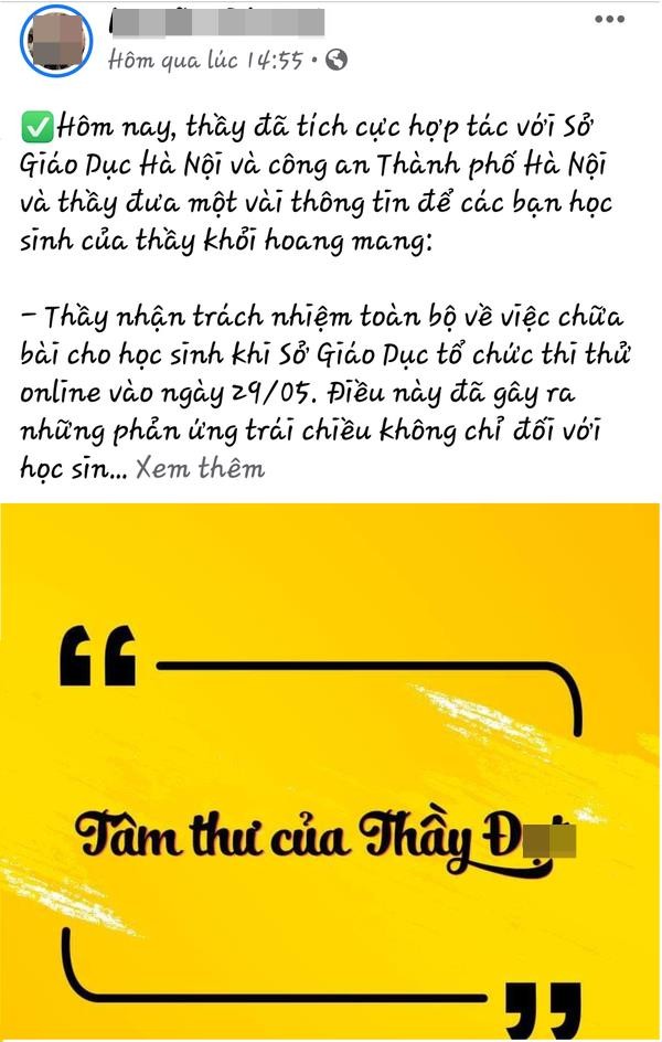 Thầy giáo “giải đề hộ” học sinh: Rất buồn khi bị nói “vì học phí 1 buổi mà làm điều sai trái” - ảnh 1