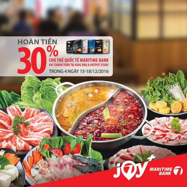 Ưu đãi hoàn tiền 30% cho chủ thẻ quốc tế Maritime Bank tại hệ thống Nhà hàng Buffet lẩu - ảnh 1