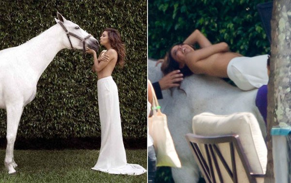Các người đẹp Hollywood ngực trần sexy bên ngựa - ảnh 2