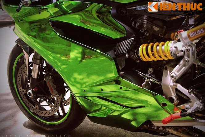 Ducati 899 Panigale độ phong cách 'Người khổng lồ xanh' cực độc - ảnh 4