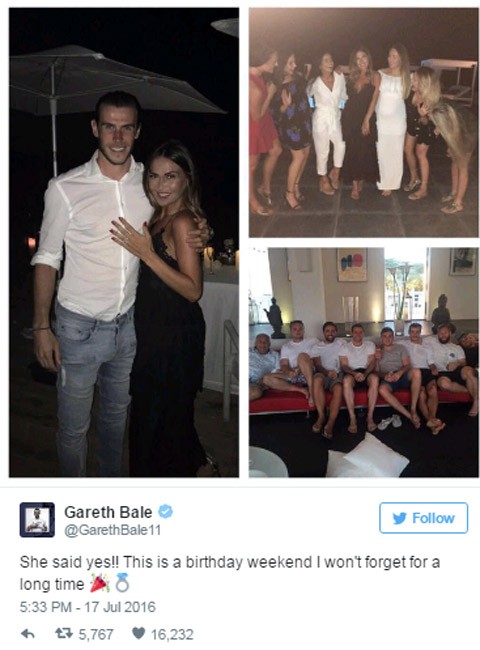 Ngôi sao Gareth Bale đính hôn với bạn gái sau sinh nhật - ảnh 1