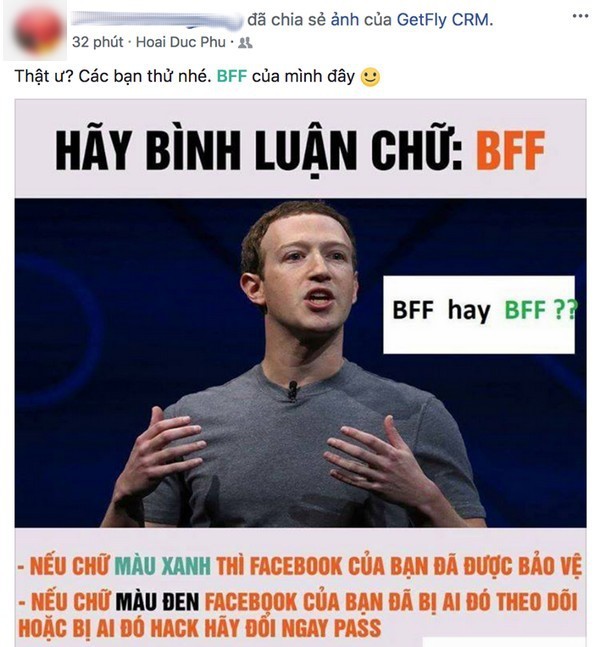Thực hư chuyện gõ 'BFF' để kiểm tra tài khoản Facebook có bị hack - ảnh 1