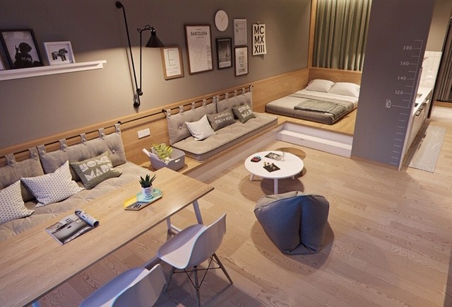 Căn hộ 60 m2 rộng rãi không ngờ nhờ bỏ tường ngăn - ảnh 1