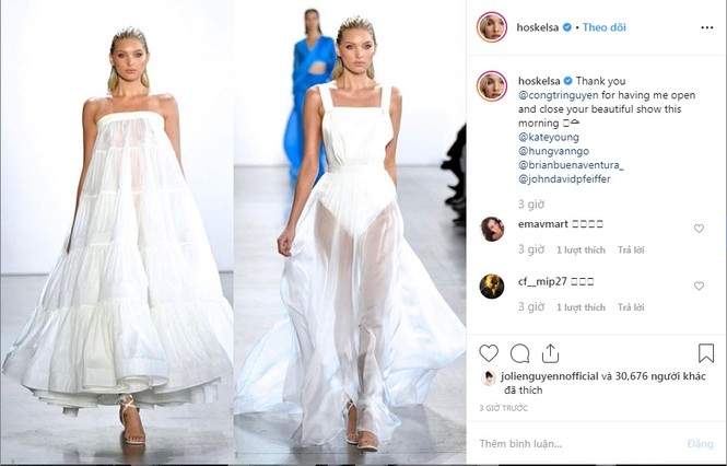 'Thiên thần nội y' Elsa Hosk 'thả rông' vòng 1 trong show Nguyễn Công Trí - ảnh 1