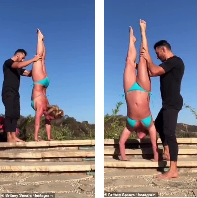 Britney Spears mặc bikini tập các thế yoga 'khó đỡ' - ảnh 3