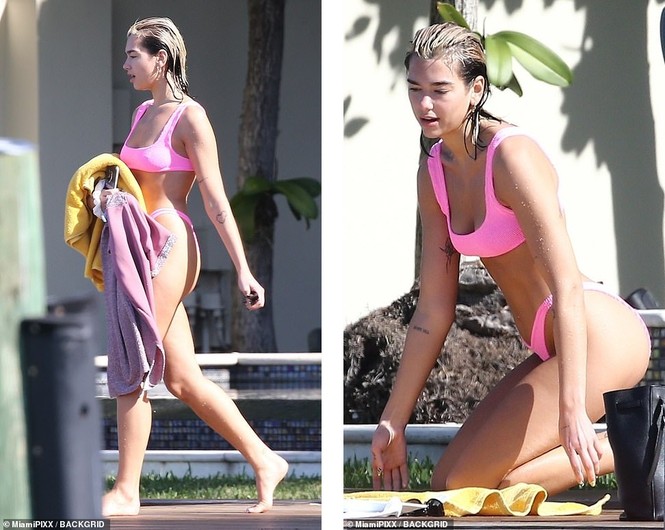 Dua Lipa khoe vóc dáng đáng kinh ngạc với bikini hồng, hôn đắm đuối trai trẻ - ảnh 7