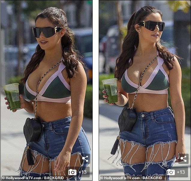 Demi Rose phối áo bra với quần jean rách tươm, vòng 1 ‘khủng’ hút mắt - ảnh 6