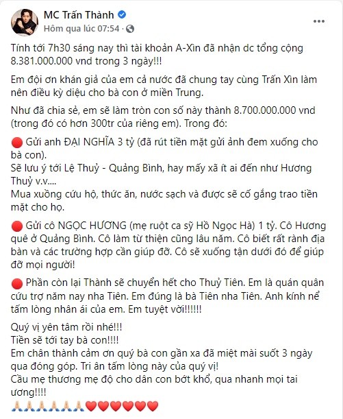 Trấn Thành: Nhiều bình luận ác ý, sẽ sinh ra tâm lý sợ hãi, không dám kêu gọi từ thiện nữa - ảnh 1