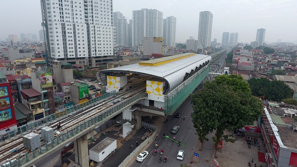 Tuyến đường sắt Cát Linh - Hà Đông nhìn từ trên cao - ảnh 7