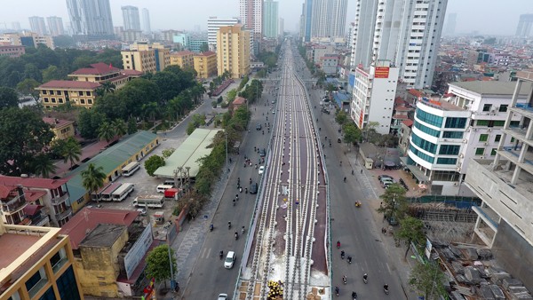 Tuyến đường sắt Cát Linh - Hà Đông nhìn từ trên cao - ảnh 13