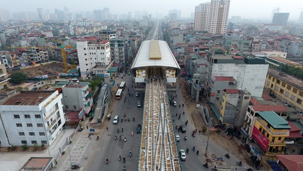 Tuyến đường sắt Cát Linh - Hà Đông nhìn từ trên cao - ảnh 14