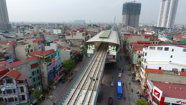 Tuyến đường sắt Cát Linh - Hà Đông nhìn từ trên cao - ảnh 16