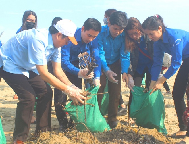 Hơn 1500 ĐVTN tình nguyện làm sạch môi trường bờ biển - ảnh 1