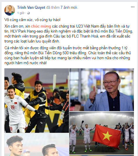 Hàng loạt doanh nghiệp thưởng tiền tỷ cho U23 Việt Nam - ảnh 1