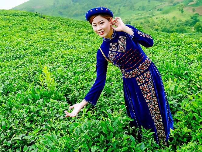 Thí sinh iMiss Thăng Long rạng rỡ sắc áo dân tộc bên đồi chè - ảnh 16