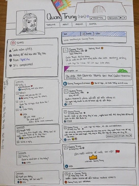 Bất ngờ với cách học văn thời 4.0: Tóm tắt tiểu sử nhà văn bằng “Facebook giấy” - ảnh 2