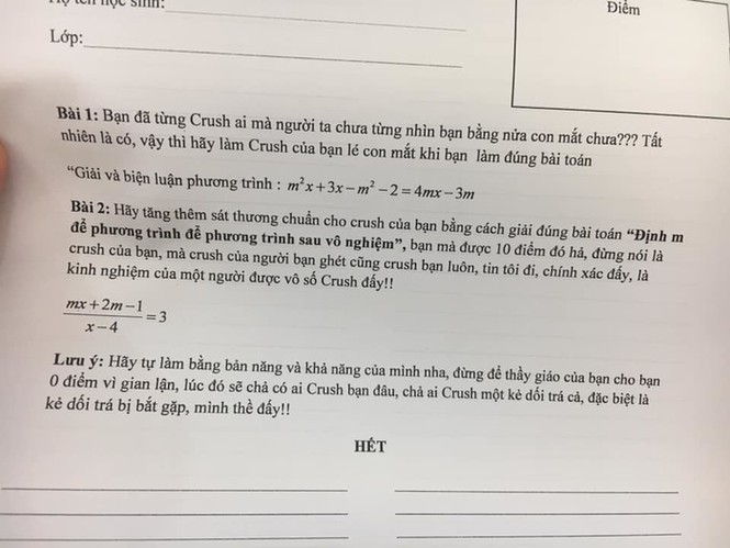 Đánh đúng tâm lý học trò, thầy giáo dạy Toán ra đề